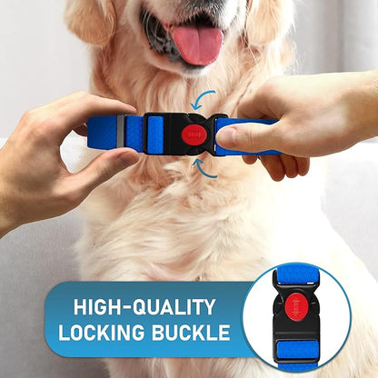 Adjustable Dog Collar with QR Code Dog Tag ID Attached - Made in USA - Honeycomb Waterproof Heavy Duty Dog Collar with Safe Lock Buckle - Odor Proof Pet Collar for Dogs with Strong Zinc D Ring