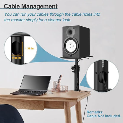 Set of 2 Sturdy Studio Monitor Stands Desktop Clamp Speaker Stands with Cable Management