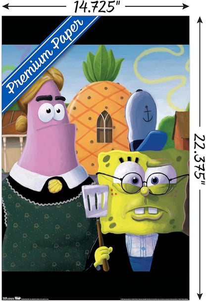 Trends International Nickelodeon Spongebob - American Gothic Wall Poster, 14.725" x 22.375", Premium Unframed Version