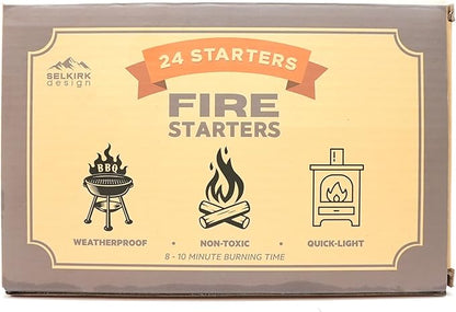 Fire Starters ??24-Pack | Non-Toxic, Odorless & Weatherproof Fire Starters for Camping, Fireplace, BBQ, Wood Stove & Grill | Easy Light, Long Burning 8??0 Minutes