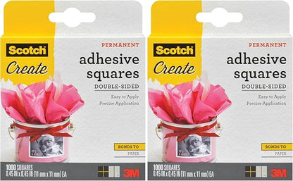 Scotch Adhesive Squares, .45 in x .45 in, 1000 Count, Excellent for All Paper Crafts (009-1000-CFT) (Pack of 2)