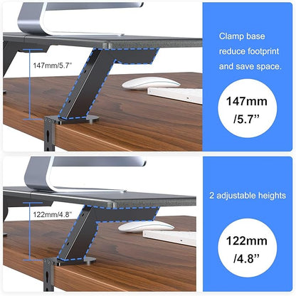 suptek Clamp-on 32 Inch Dual Monitor Desk Mount Riser Shelf Computer Stands for 2 Monitor,Laptop,Printer, Notebook,32.2” x 7.8” x 5.7”