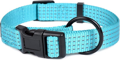 Mile High Life Dog Collar, Nylon Reflective Dog Collars w Pull D-Ring, Light Weight Puppy Collars, Hanger Dog Collars for Large Dogs(Green, Large)