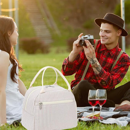 LEDAOU Lunch Box for Women Insulated Lunch Bag Corduroy Lunch Tote Bags Leakproof Cooler Lunch Case for Travel Work Picnic