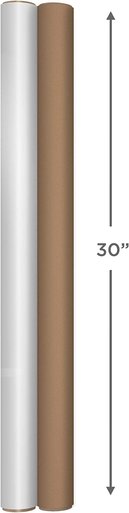 Hallmark Bulk Kraft Wrapping Paper with Cut Lines (2 Rolls: 160 sq. ft. ttl) White and Brown for Christmas, Hanukkah, Baby Showers, Weddings, Birthdays, Valentines Day, Arts & Crafts, Banners