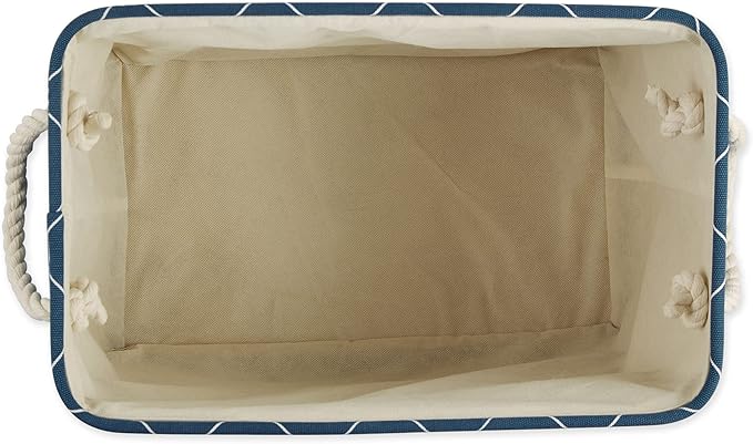 Bone Dry Pet Storage Paw and Bone, Trellis Collection, Medium Rectangle, 16x10x12, Navy