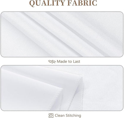 8 Pack Round Tablecloth 120 Inch Cloth White Tablecloth for Round Tables, Washable Polyester Table Cloth Stain and Wrinkle Resistant Decorative Table Cover for Wedding Party Dining Banquet