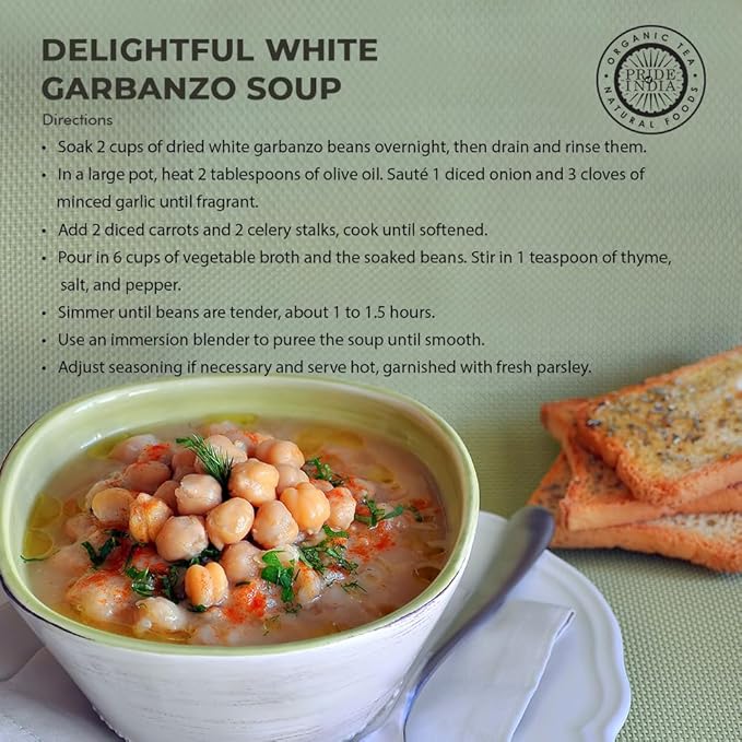 Pride Of India | Indian Whole White Garbanzo Beans 3 Pound (1.3 kg) Jar | Protein & Fiber Rich Kabuli Chana | Prepare Hummus, Snacks, Wraps, Salad, Soup & Curry | All Natural, Vegan, Gluten Free, Non-Bioengineered