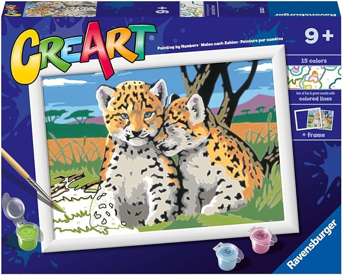 Ravensburger Safari Friends Paint by Numbers Kit for Kids - 20262 - Painting Arts and Crafts for Ages 9 and Up