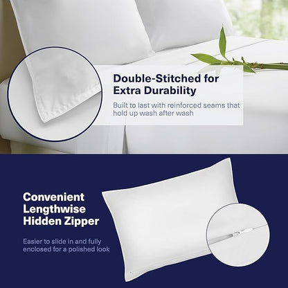 Kickoff Viscose Bamboo Sheets Twin XL Size 3-pc 100% Organic Bamboo Viscose Bed Cooling Sheets Twin XL Size Set Cool Bedding for hot Sleepers Sheet, Flat, Fitted, Pillowcase (Snow White, TXL)