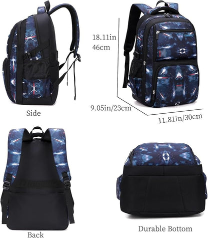 MITOWERMI Boys Backpacks for Primary Junior School Kids Backpack with Lunch Box Galaxy Space Bookbags for Boys Girls