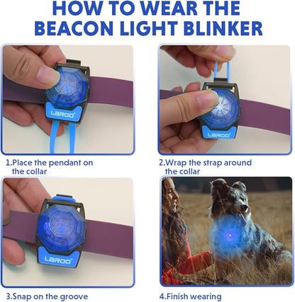 LaRoo Dog Lights for Night Walking,USB-C Rechargeable Dog Lights,Only 13g for Small Dogs,3 Modes Waterproof LED Collar Charm for Nighttime Running,Pet Camping Essentials (Blue)