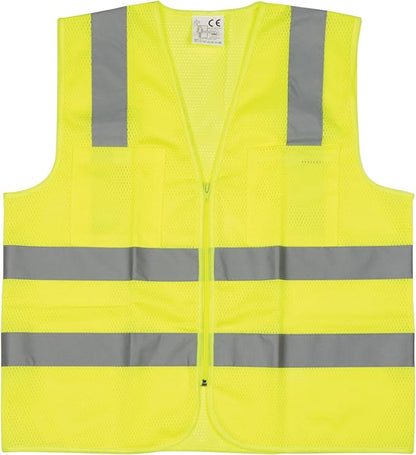 Performance Tool W1580 High-Visibility Reflective Safety Vest, Chest Pockets, Zip Closure, Neon Yellow