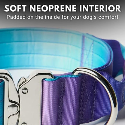 Spark Paws Tactical Dog Collar - Heavy Duty, Premium Quality, Thick and Durable for Large and Medium Dogs - 90's Retro - L
