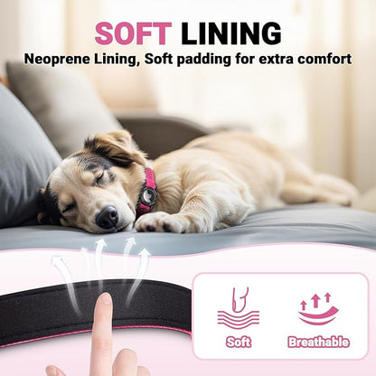AirTag Dog Collar, IP68 Waterproof Integrated Air Tag Dog Collars with Reflective, Ultra-Durable, Comfortable Padded, Heavy Duty Dog Collars for Small Medium Large Dogs, L (14.8"-20.3"), Pink