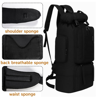 Goaste 100L Camping Hiking Backpack, Molle Military Tactical Rucksack, Waterproof Large Travel Daypack, Adjustable Survival Hunting Sports Bag for Men and Women Hiking, Camping, Touring(Black)