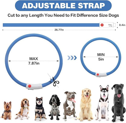HIGO Light Up Dog Collar - 2-Pack Silicone LED Rechargeable, Safety Light, Glow in The Dark Lighted Necklace for Small Medium Large Dogs (Blue)