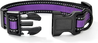 Mile High Life Dog Collar | Nylon Reflective Dog Collars | Light Weight Puppy Collars | Purple Dog Collars for Large Dogs (Purple, Large)