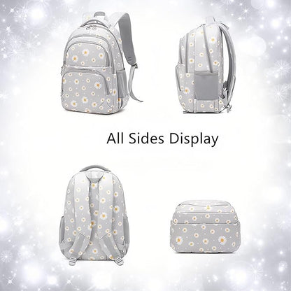 3Pcs Daisy Backpack for Girls with Lunch Box Kids School Bag with Lunch Bag Bookbag for Elementary School
