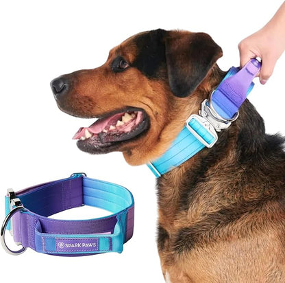 Spark Paws Tactical Dog Collar - Heavy Duty, Premium Quality, Thick and Durable for Large and Medium Dogs - 90's Retro - M