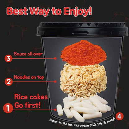 KINIKORA Premium Instant Rabokki Cup - Swicy Flavor, 2 Cups, Korean Ramen & Tteokbokki, Quick and Easy Street Food