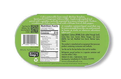 COLE’S - Patagonian Smoked Salmon Fillet with Vegetables| Ready to Eat Meal | 5.6 oz Canned & Hand-Packed | 19g Protein | High in Vitamin D | 12 pack