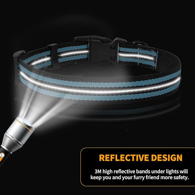 Mile High Life Reflective Dog Collar | Nylon Pet Collars wiith Buckle | Light Weight Puppy Collars | Light Blue Dog Collars for Small Dogs (Light Blue, S)