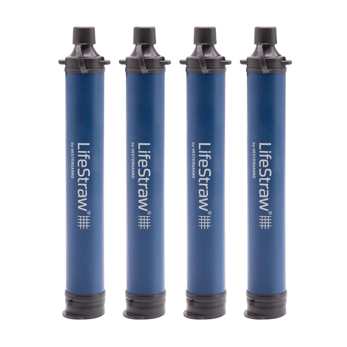 LifeStraw Personal — Water Filter for Hiking, Camping, Travel, and Emergency Preparedness, 4 Pack, Navy