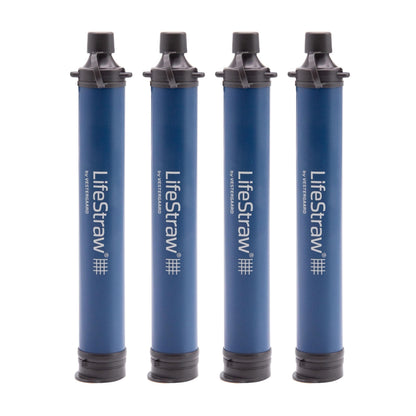 LifeStraw Personal — Water Filter for Hiking, Camping, Travel, and Emergency Preparedness, 4 Pack, Navy