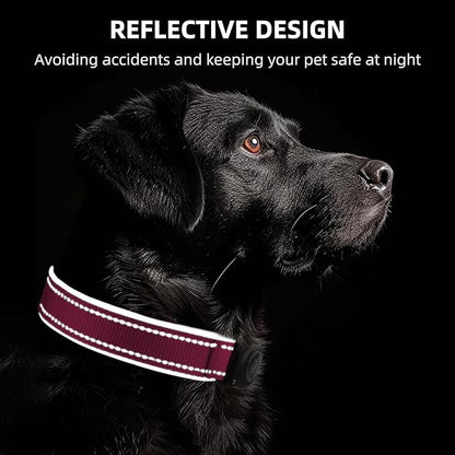 Airtag Dog Collar - 100% Waterproof AirTag Holder, Reflective, Soft Padded, Everlasting GPS Collar for Small to Large Dogs (Hot Pink, M)