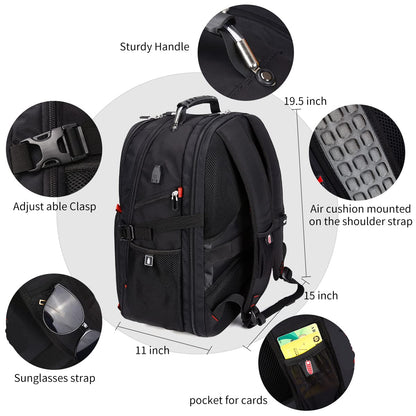 SHRRADOO Extra Large Travel Laptop Backpack for Men, Work College Backpacks