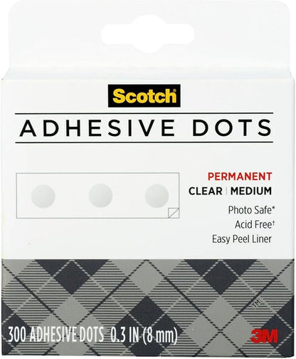 Scotch Adhesive Dots, Medium, 300 Dots/Pack, Easy Dispensing, Permanent, Photo-Safe (010-300M) (Pack of 2)