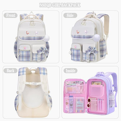 Girls Backpack,Kids School Backpack With Lunch Box Pencil Case Set,Cute Childrens Schoolbag For Girls