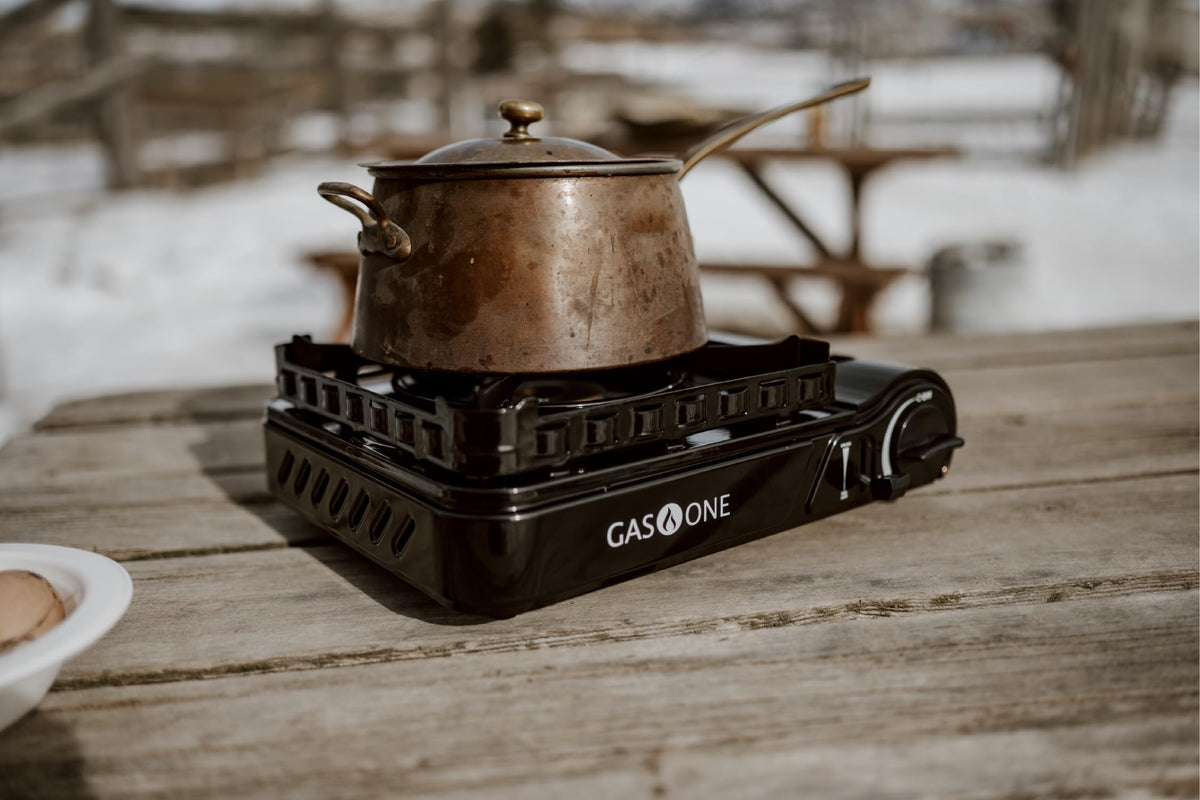 GasOne 15,000 BTU Propane or Butane Stove Dual Fuel Stove Portable Camping Stove - Patented - with Carrying Case Great for Emergency Preparedness Kit