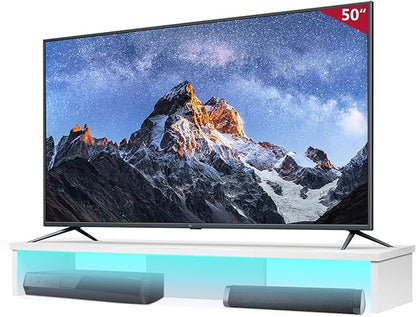 TV Riser Stand with LED Lights, 42.5in Super Large Monitor Stand with Phone Tablet Holder, Tabletop TV Stand Riser for Desk, Desktop Organizer for Computer, TV, Laptop, Printer