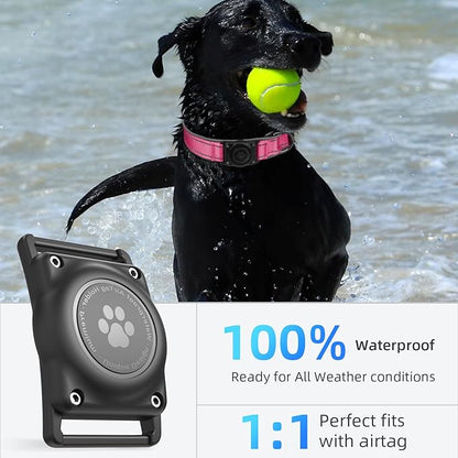 Airtag Dog Collar - 100% Waterproof AirTag Holder, Reflective, Soft Padded, Everlasting GPS Collar for Small to Large Dogs (Hot Pink, M)