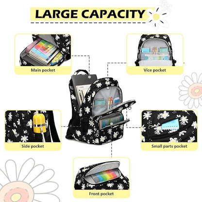 Girls Backpack with Lunch Box for Elementary Middle School,17 inch Pink Lightweight Kids School Backpack with Lunch Bag Set for Teen Girls