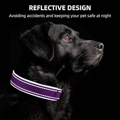 Airtag Dog Collar - 100% Waterproof Air tag Dog Collar Holder for Apple AirTag, Reflective, Soft Padded, Everlasting, GPS Dog Collar for Small Medium Large Dogs (Purple, XL)