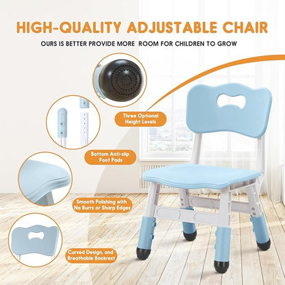 Kids Chair Adjustable Height Children Chairs Suitable for Children Age 2-8 with Foot Covers for Home Classroom Kindergarten and Children's venues Two-Pack
