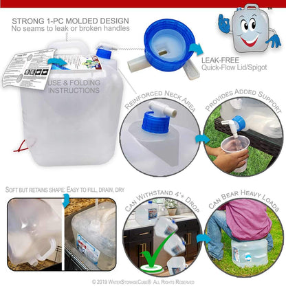 WaterStorageCube Collapsible Camping Water Container with Spigot, BPA Free