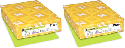 Neenah Wausau 21869 Astrobrights Colored Cardstock, 8.5” x 11”, 65 lb / 176 GSM, Vulcan Green, 250 Sheets (Pack of 2)
