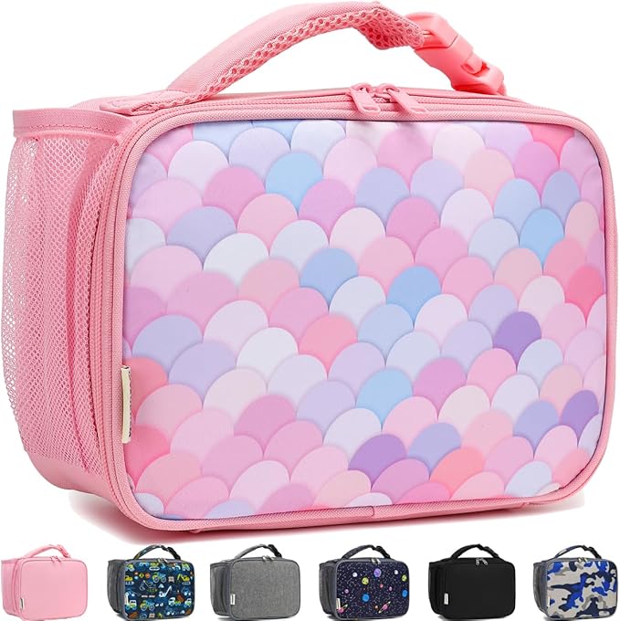 Insulated Lunch Box for School, Thermal Reusable Durable Freezable Lunch Bags for Kids Boys Girls Men Women - Small Soft Cooler Portable Lunch Tote Kit for Work Picnic Travel,Colorful