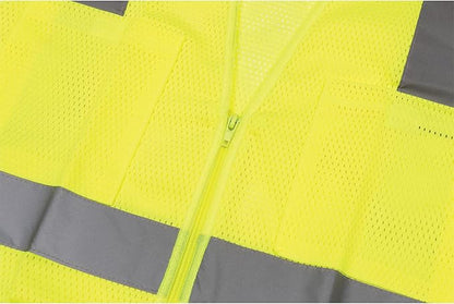 Performance Tool W1580 High-Visibility Reflective Safety Vest, Chest Pockets, Zip Closure, Neon Yellow