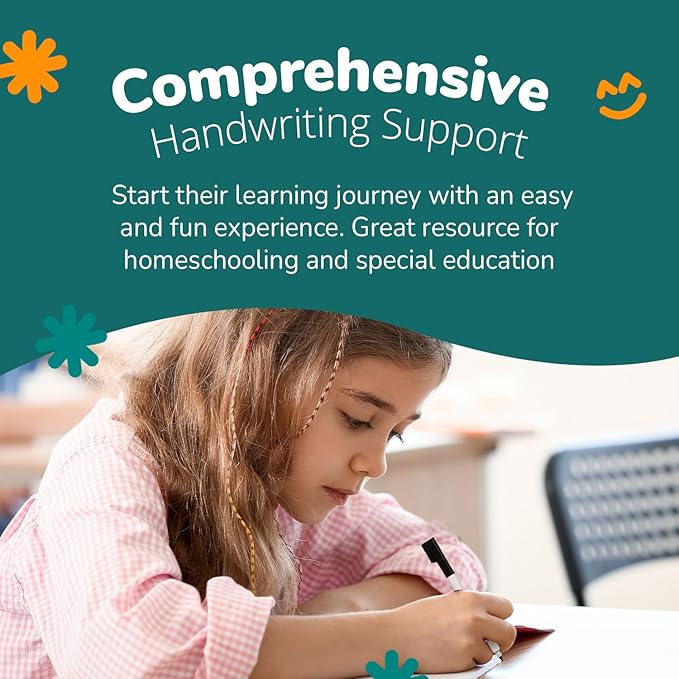 Channie’s Visual Dry Erase Neat Alphabet Hard Board for 1st, 2nd, 3rd Elementary School Students, Handwriting Practice, Homeschool Learning Supplies and Summer Teaching Workbooks