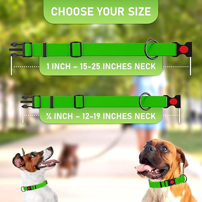 Adjustable Dog Collar with Safety Lock Buckle - Made in USA - Honeycomb Waterproof Heavy Duty Dog Collars for Medium Large Dogs - Odor Proof Pet Collar for Dogs with Strong Zinc D Ring Green