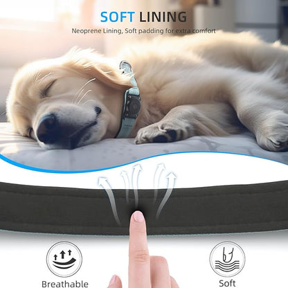 Upgraded AirTag Dog Collar, IP68 Waterproof Air Tag Dog Collar Holder, Reflective, Ultra-Durable, Comfortable Padded, Heavy Duty Dog Collars for Small Medium Large Dogs (L (14.8"-20.3"), LightBlue)