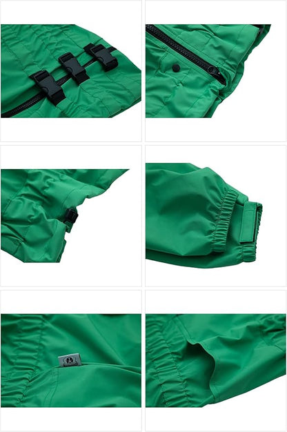 Dogs Waterproof Jacket, Lightweight Waterproof Jacket Reflective Safety Dog Raincoat Windproof Snow-Proof Dog Vest for Small Medium Large Dogs Green 4XL