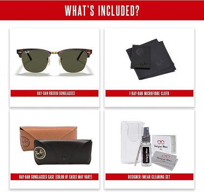 Ray-Ban RB3016 CLUBMASTER Sunglasses For Men For Women +BUNDLE with ACCESSORY EYEWEAR KIT