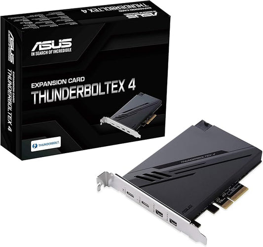 ASUS ThunderboltEX 4 with Intel® Thunderbolt™ 4 JHL 8540 Controller, 2 USB Type-C Ports, up to 40Gb/s bi-Directional Bandwidth, DisplayPort 1.4 Support, up to 100W Quick Charge, Black