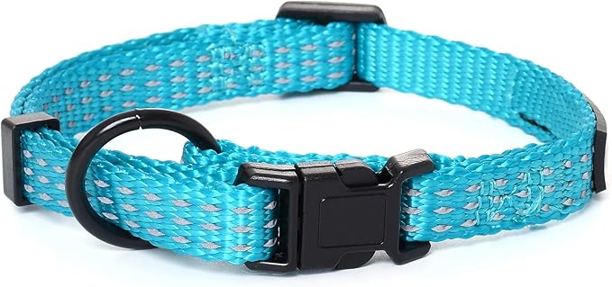 Mile High Life Dog Collar, Nylon Reflective Dog Collars w Pull D-Ring, Light Weight Puppy Collars, Hanger Dog Collars for Large Dogs(Green, Medium)